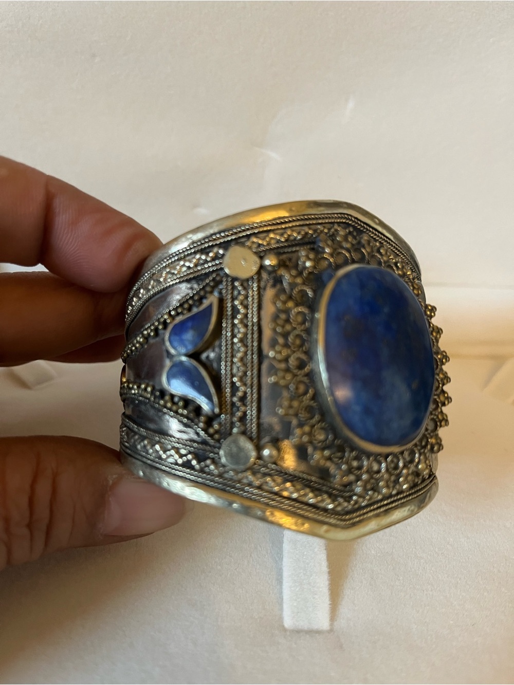 Lapis-Silver Cuff Bracelet handmade